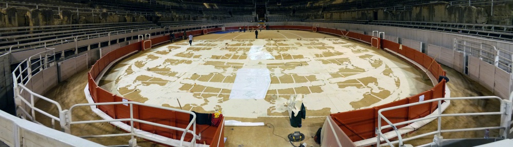 the night before - the process. midnight; laying down the stencils. photo Pascal Bois